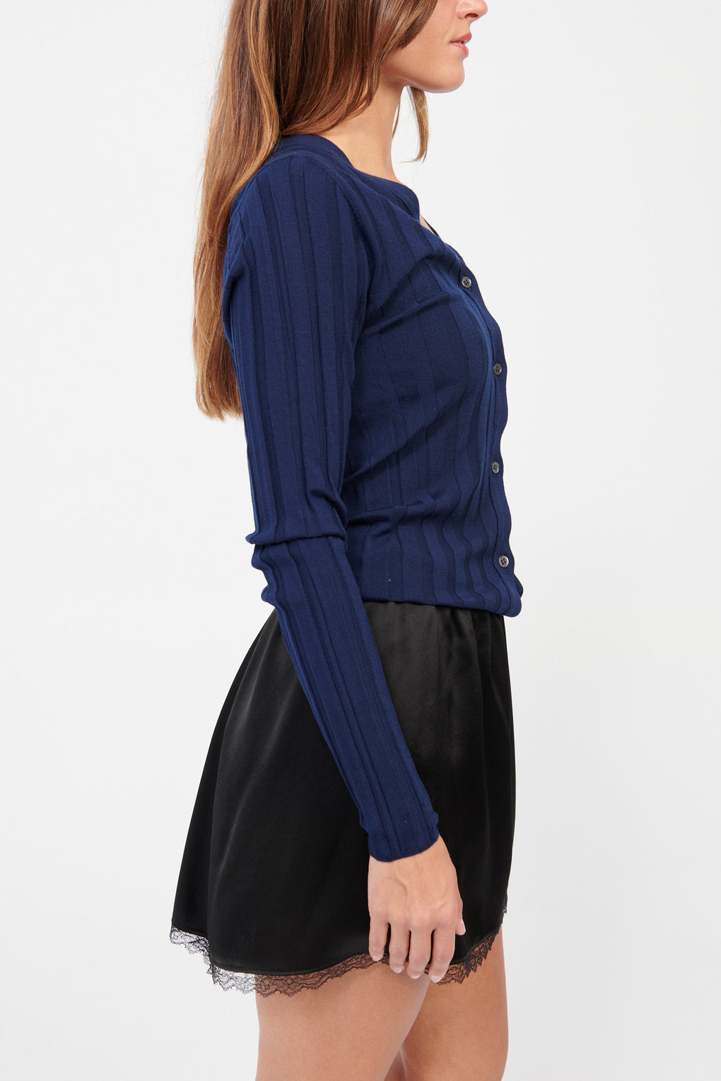 Merino V-Neck Ribbed Cardigan
