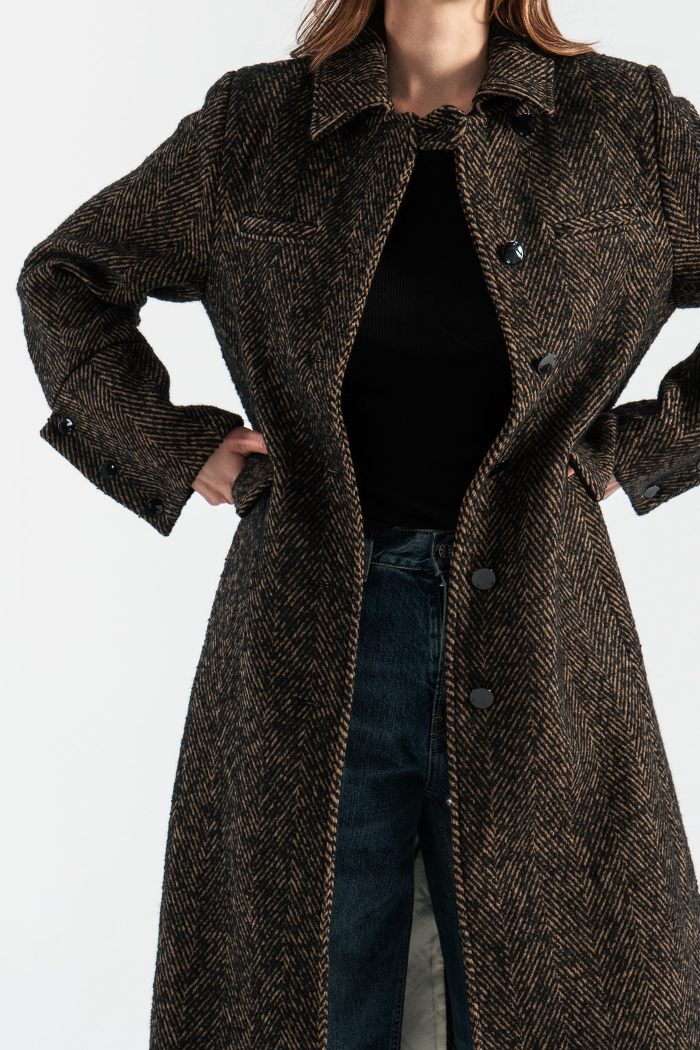 Herringbone Wool Coat