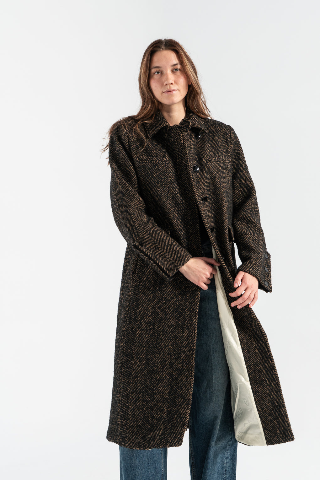 Herringbone Wool Coat