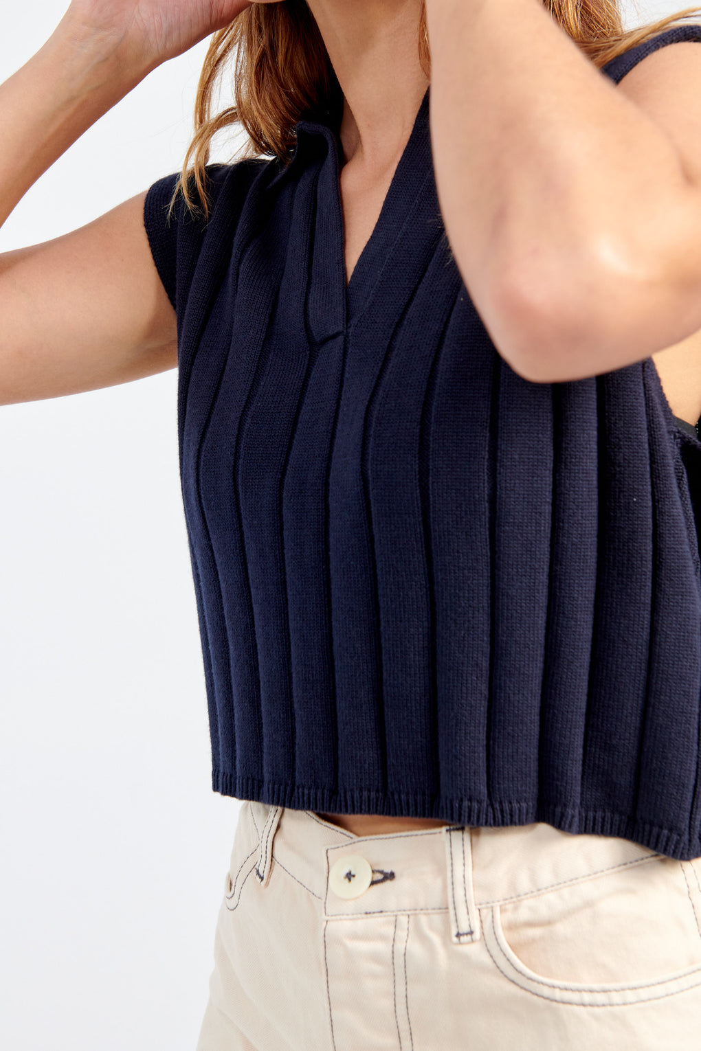 Collared Ribbed Vest