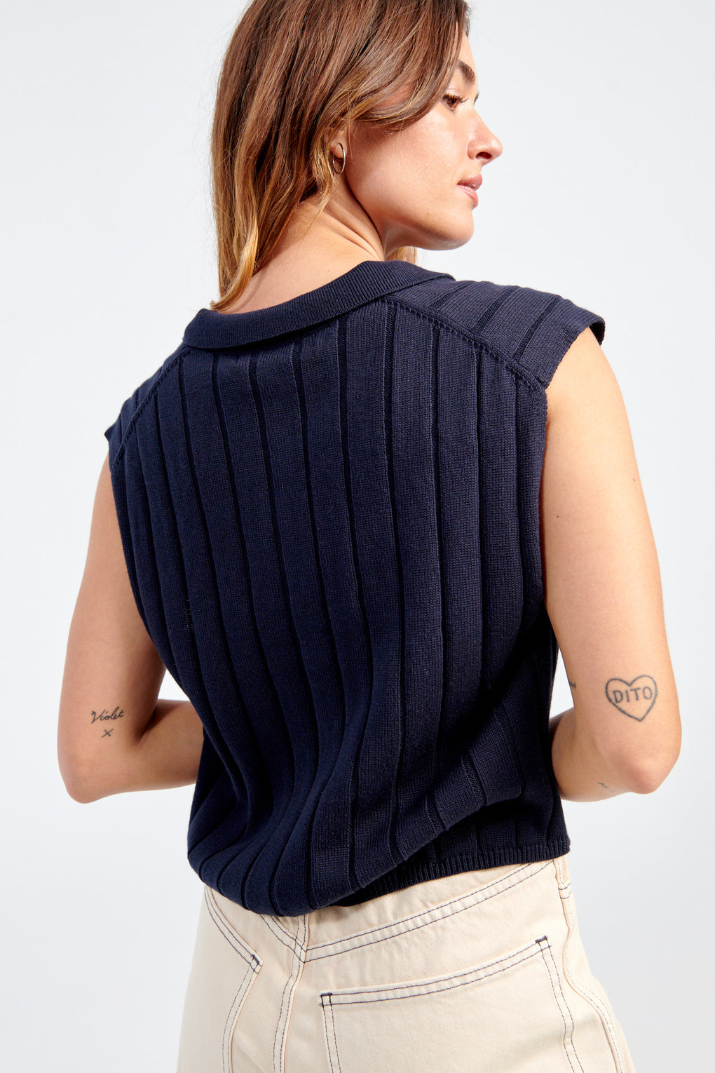 Collared Ribbed Vest