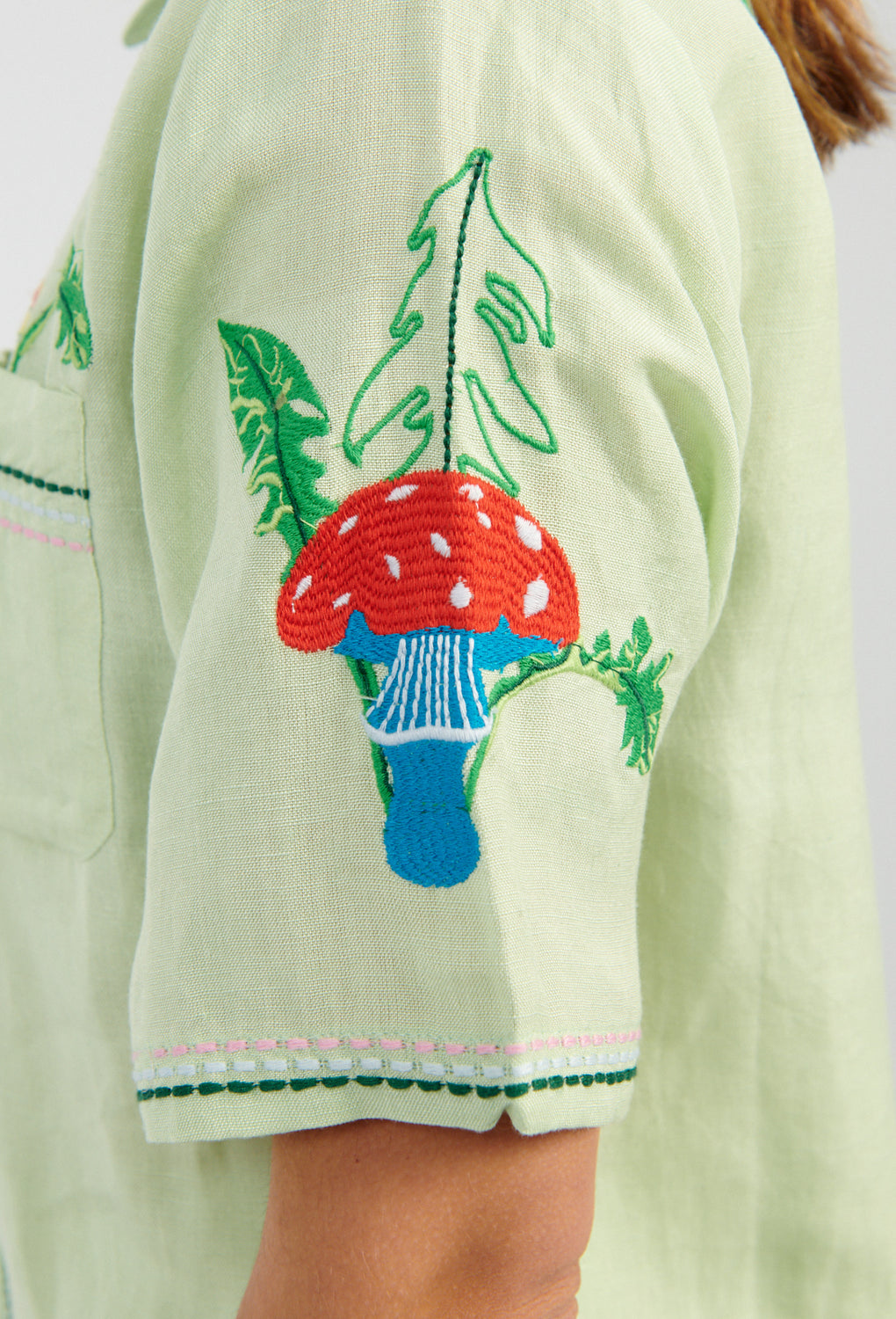 Helmstedt Aleta Shirt mint green-Helmstedt embroidered shirt green-Helmstedt mushroom shirt-Idun-St. Paul