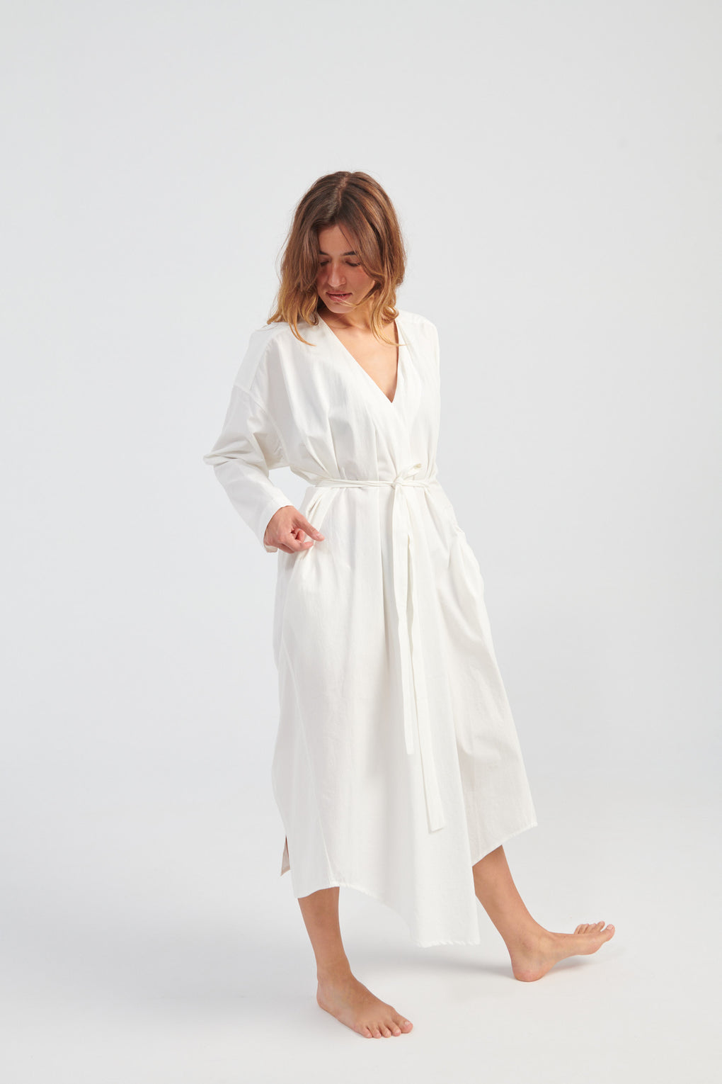 V-Neck Cocoon Midi Dress