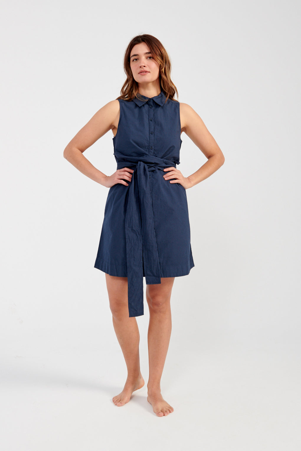 Apiece Apart Rio Tie Mini Dress navy-Apiece Apart blue mini dress-Idun-St. Paul