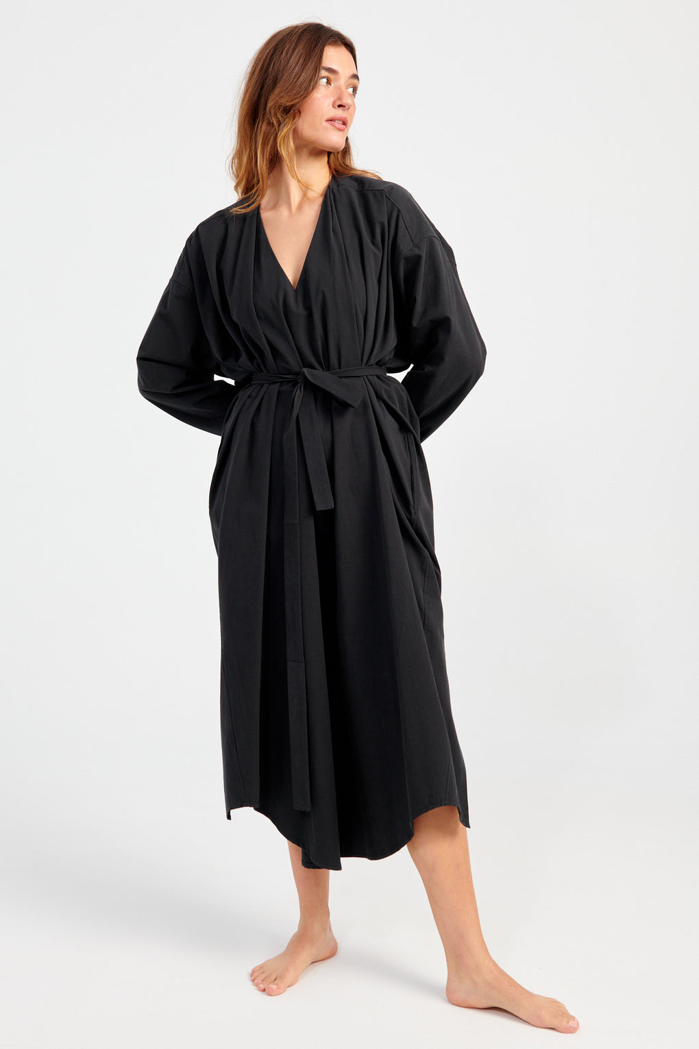 V-Neck Cocoon Midi Dress