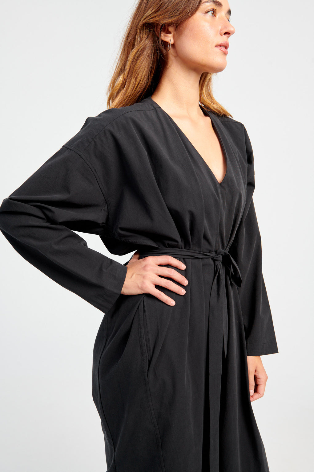 V-Neck Cocoon Midi Dress