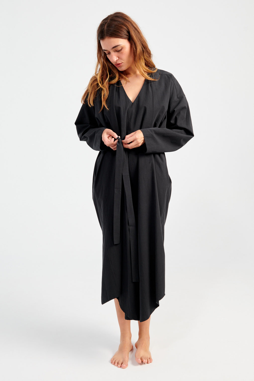 V-Neck Cocoon Midi Dress