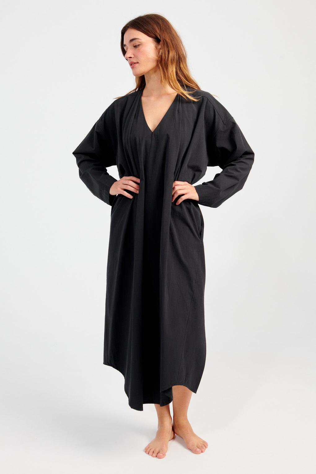 V-Neck Cocoon Midi Dress