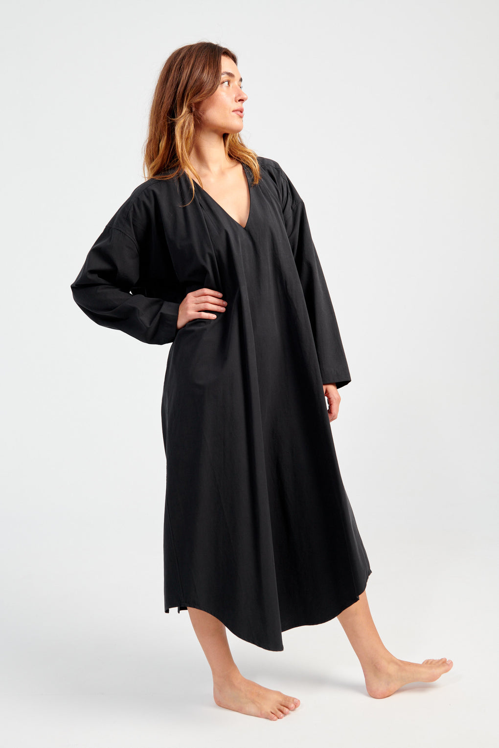 V-Neck Cocoon Midi Dress