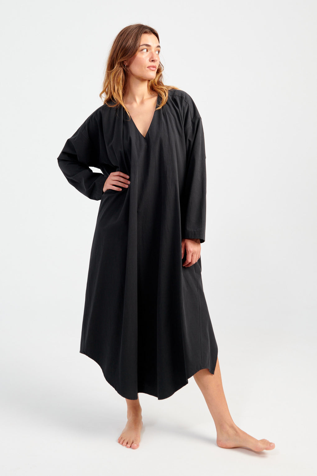 V-Neck Cocoon Midi Dress