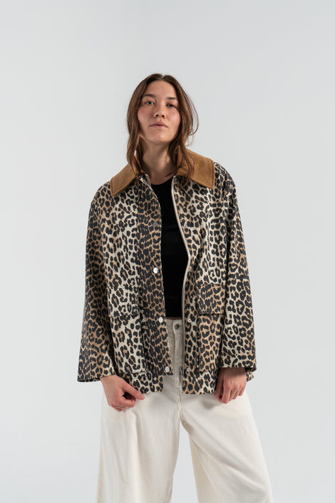 Printed Canvas Midi Jacket