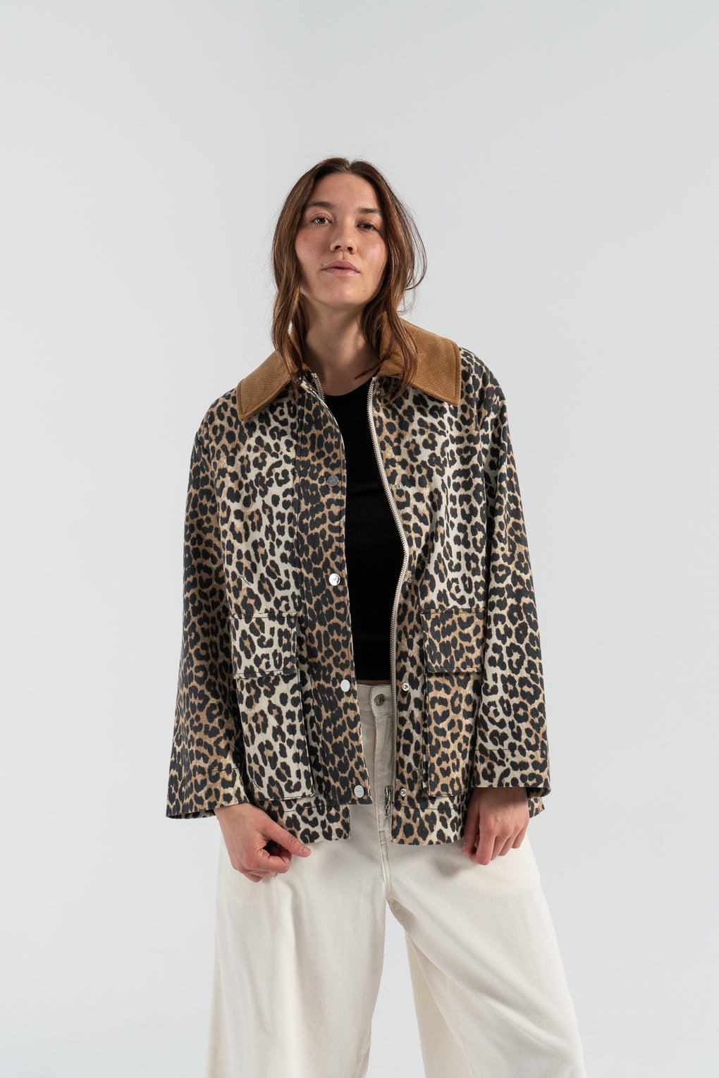 Printed Canvas Midi Jacket