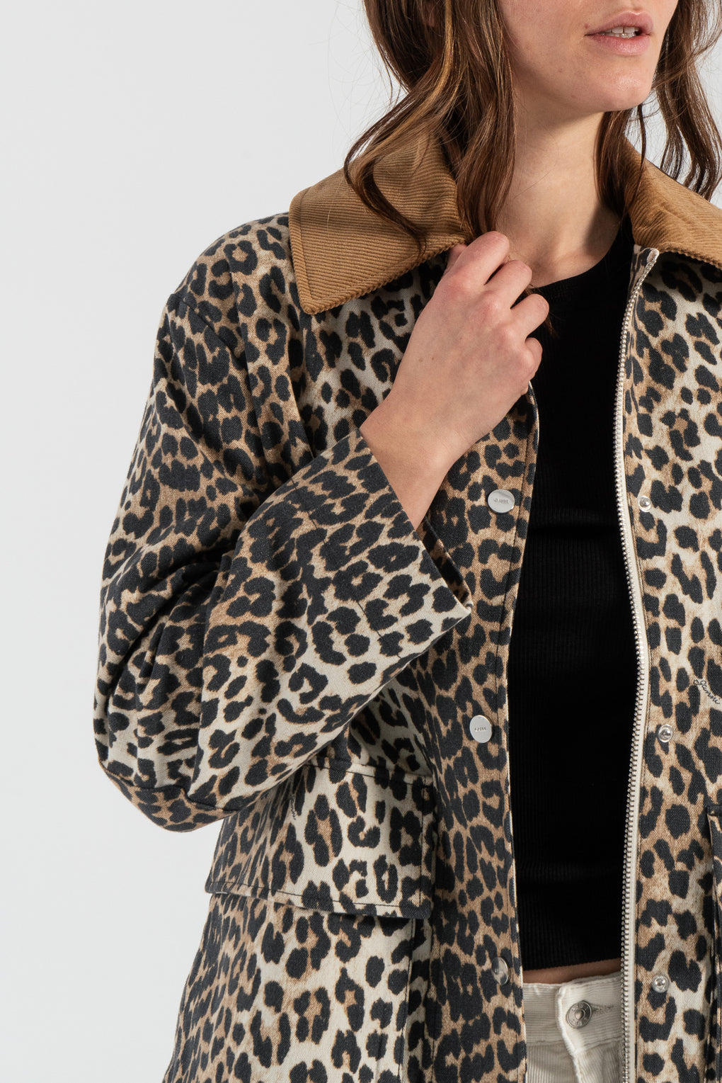 Printed Canvas Midi Jacket