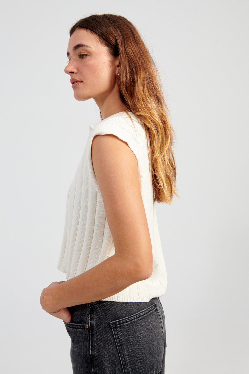 Collared Ribbed Vest