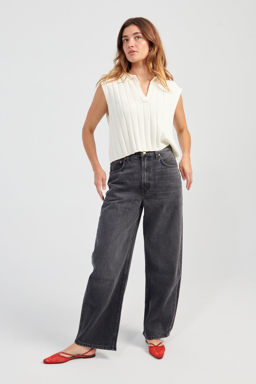 Collared Ribbed Vest