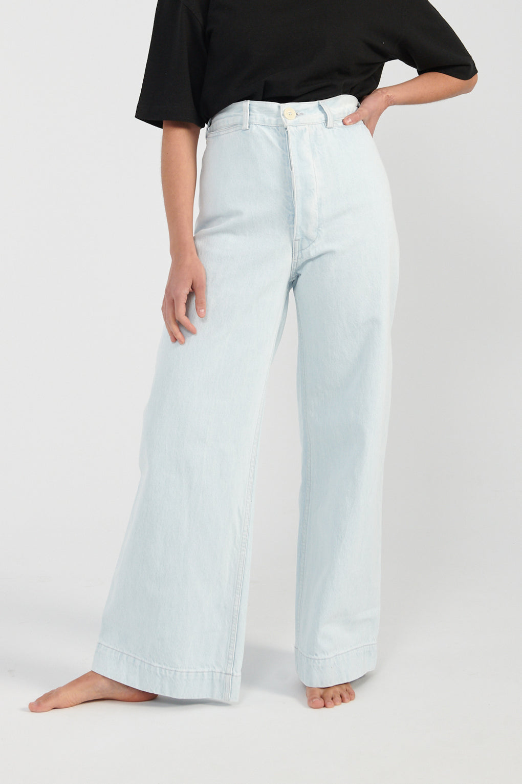 Jesse Kamm Sailor Pants pale blue denim-Jesse Kamm denim jean sailor pants-Idun-St. Paul