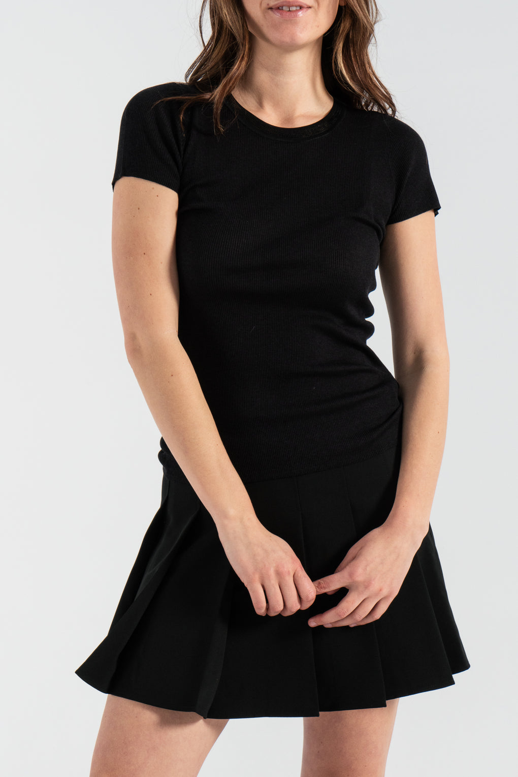 Light Twill Pleated Mini Skirt