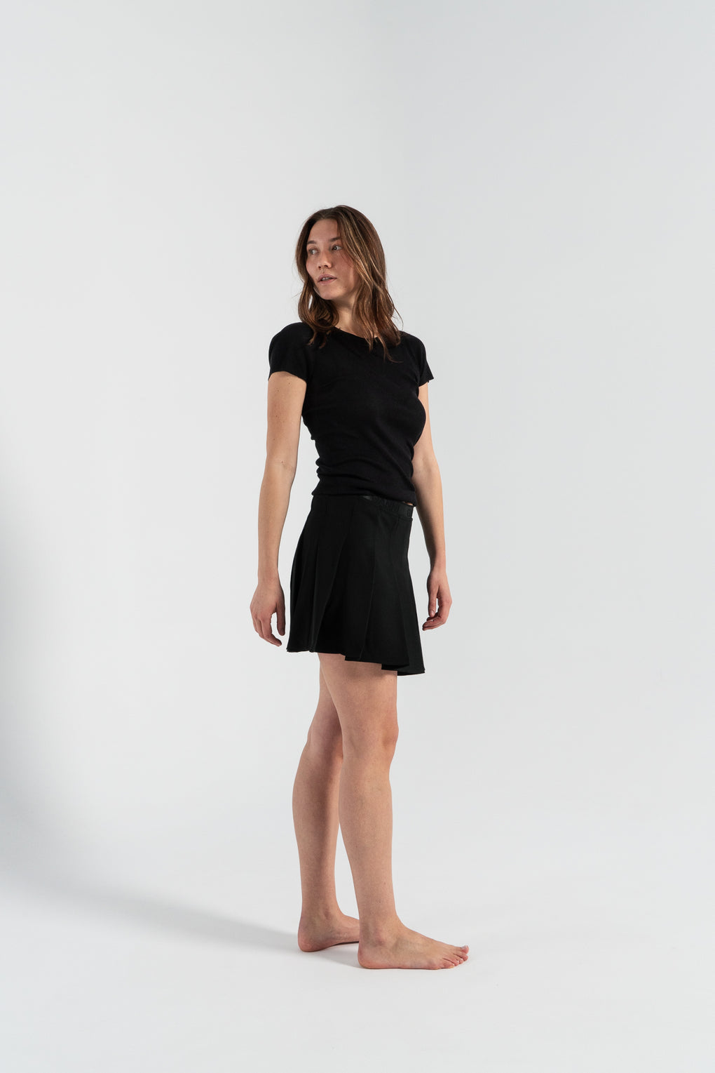 Light Twill Pleated Mini Skirt