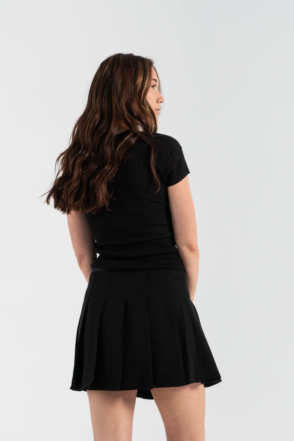 Light Twill Pleated Mini Skirt