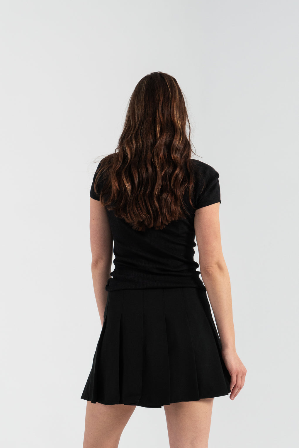Light Twill Pleated Mini Skirt