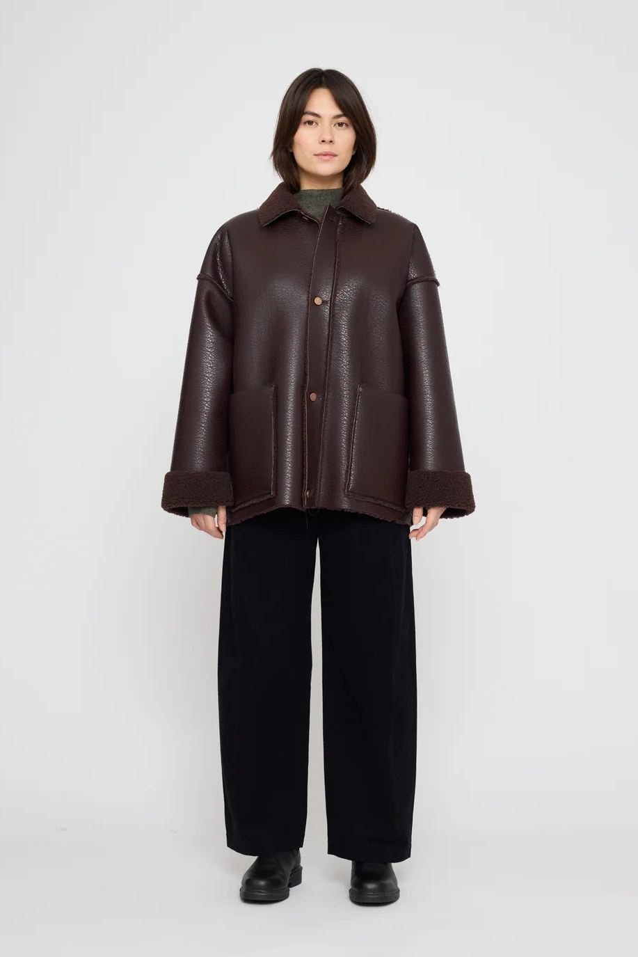 Faux Leather Shearling Jacket