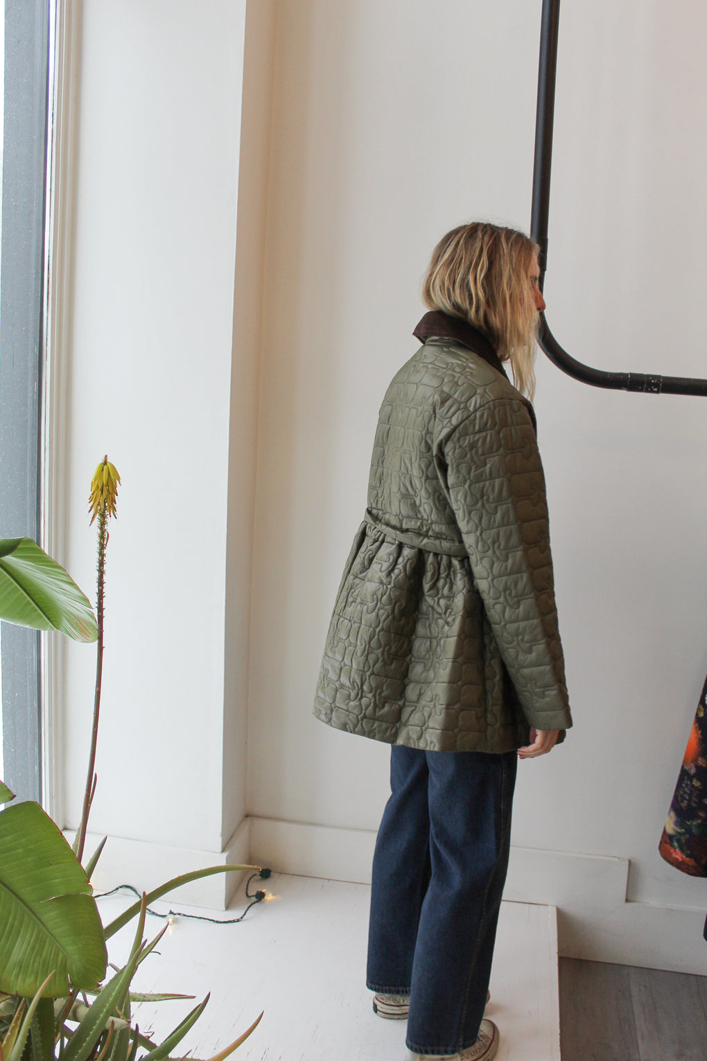 Shiny Quilt Midi Jacket