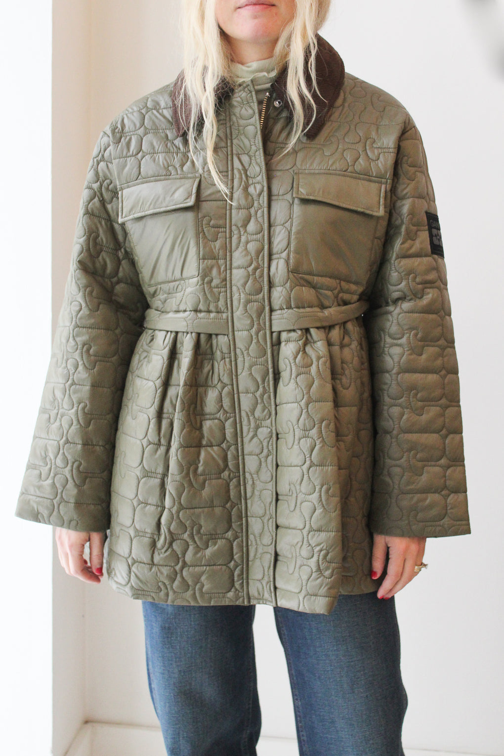 Shiny Quilt Midi Jacket