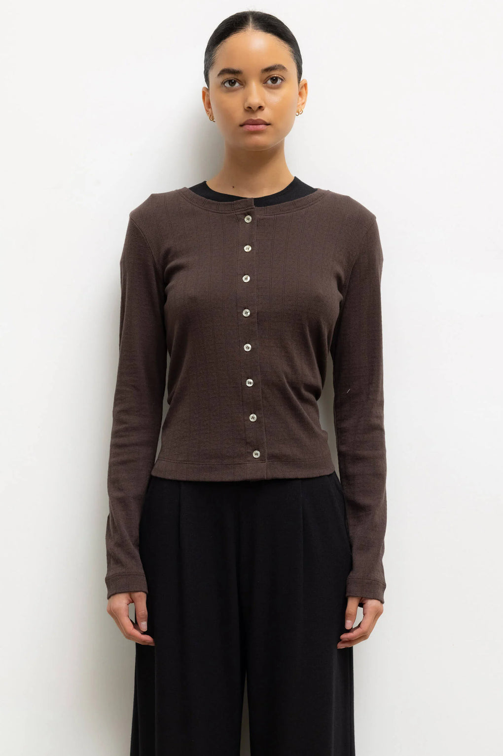 Pointelle Classic Crew Cardigan