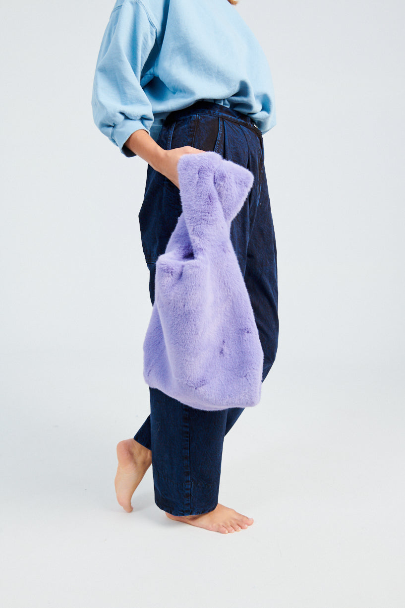 Stand Studio Market Fur Bag lilac-Stand Studio lilac fur bag-fuzzy purple purse-Stand Studio fuzzy bag-Idun-St. Paul