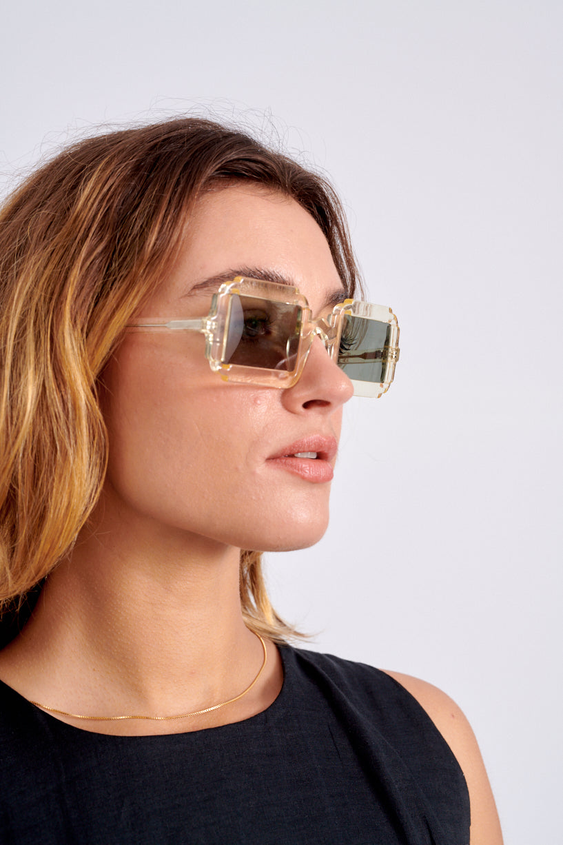 Delarge Distangle Sunglasses-Champagne Delarge sunglasses-square sunglasses-Idun-St. Paul