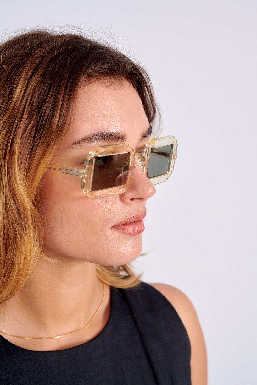 Delarge Distangle Sunglasses-Champagne Delarge sunglasses-square sunglasses-Idun-St. Paul