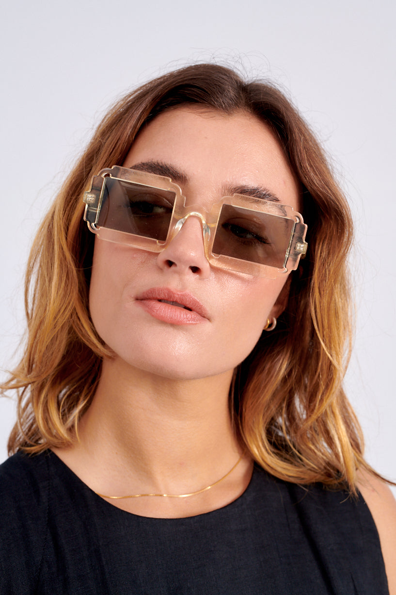 Delarge Distangle Sunglasses-Champagne Delarge sunglasses-square sunglasses-Idun-St. Paul