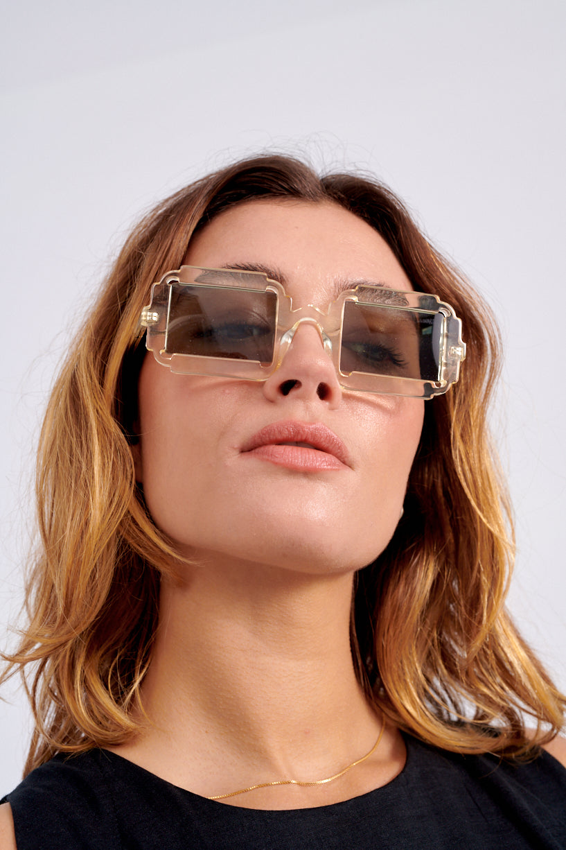 Delarge Distangle Sunglasses-Champagne Delarge sunglasses-square sunglasses-Idun-St. Paul