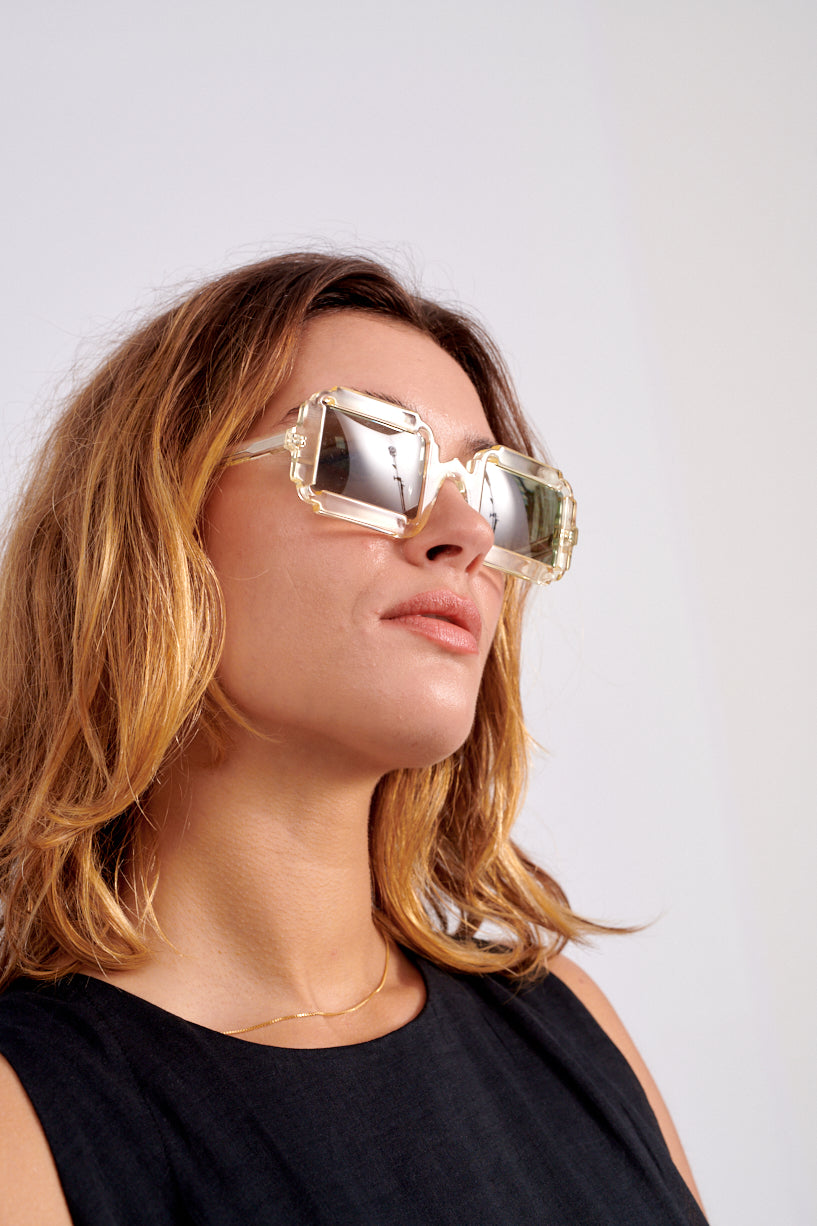 Delarge Distangle Sunglasses-Champagne Delarge sunglasses-square sunglasses-Idun-St. Paul