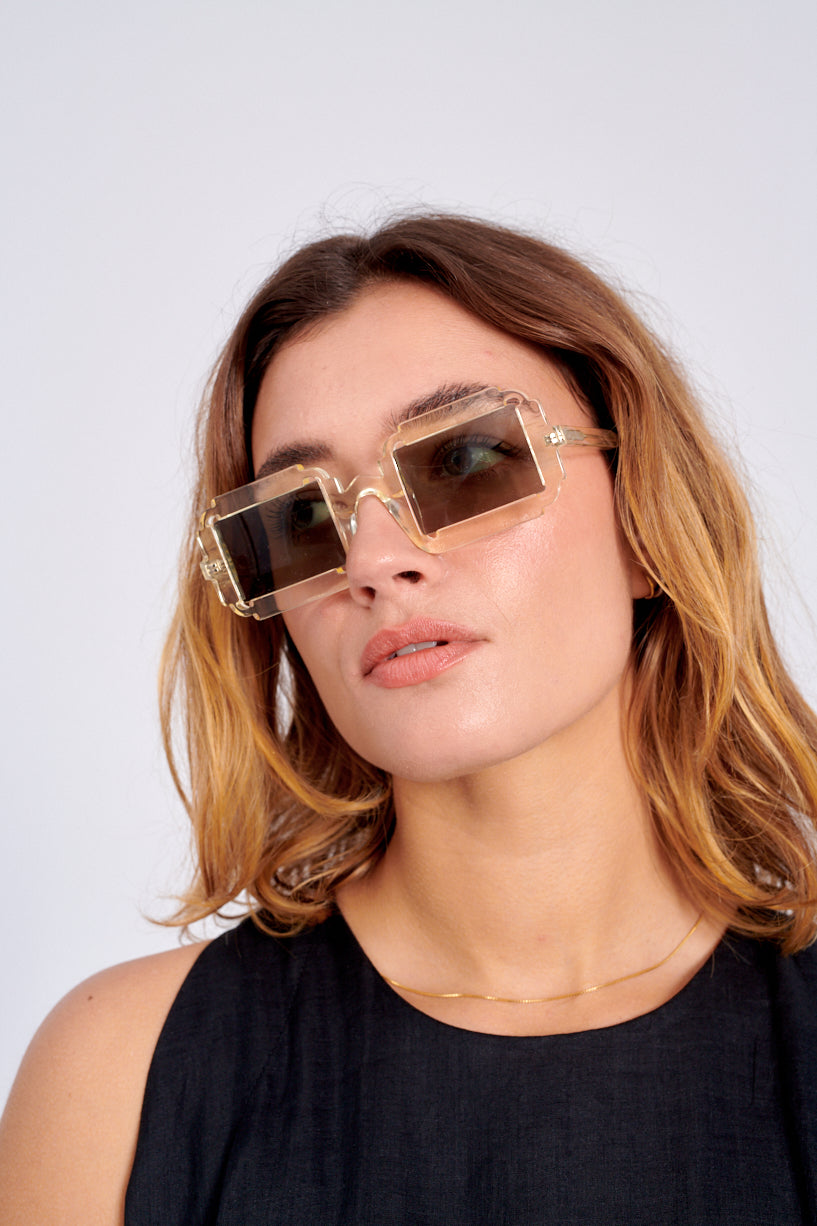 Delarge Distangle Sunglasses-Champagne Delarge sunglasses-square sunglasses-Idun-St. Paul