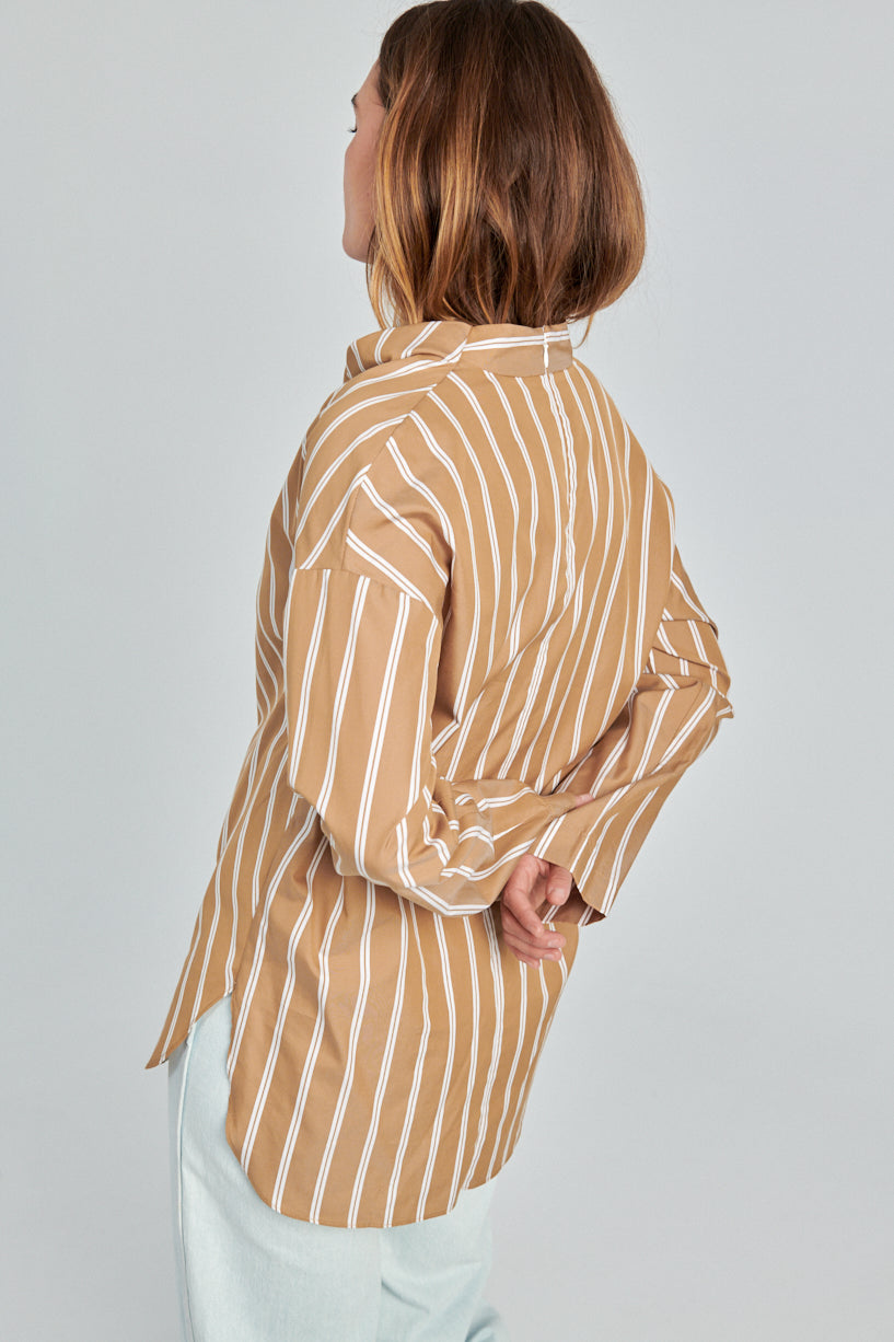 Nomia Assymetrical Cowl Shirt-Nomia striped shirt-nomia fall shirt-Idun-St. Paul