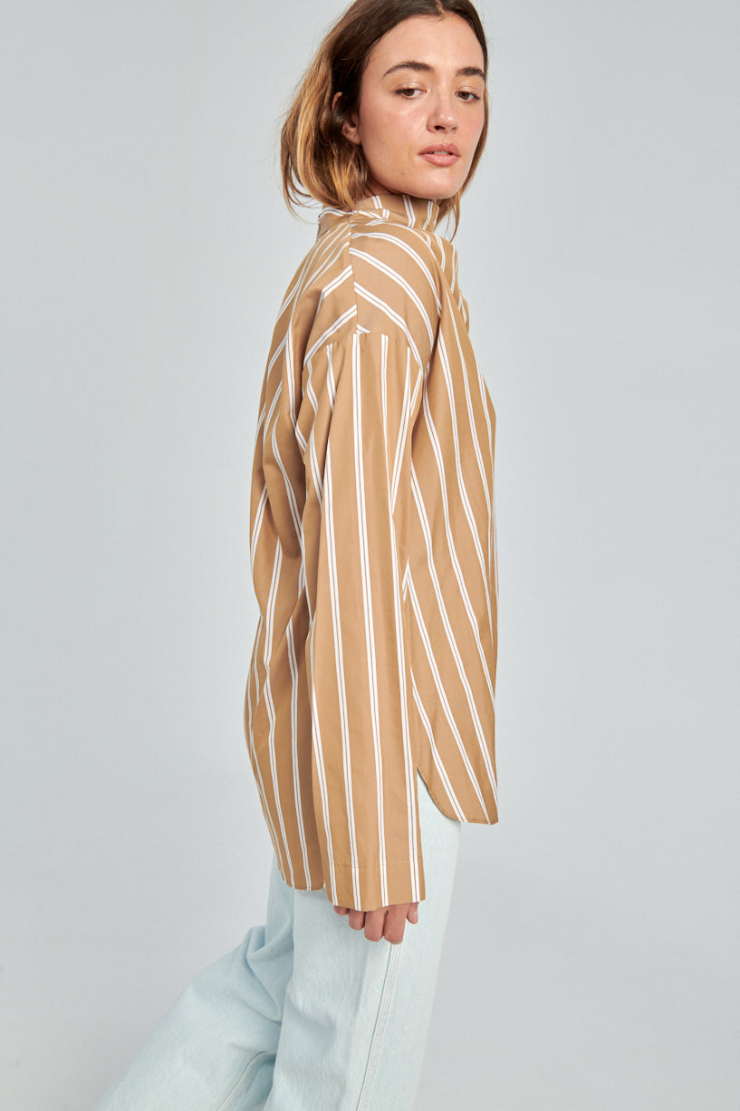 Nomia Assymetrical Cowl Shirt-Nomia striped shirt-nomia fall shirt-Idun-St. Paul