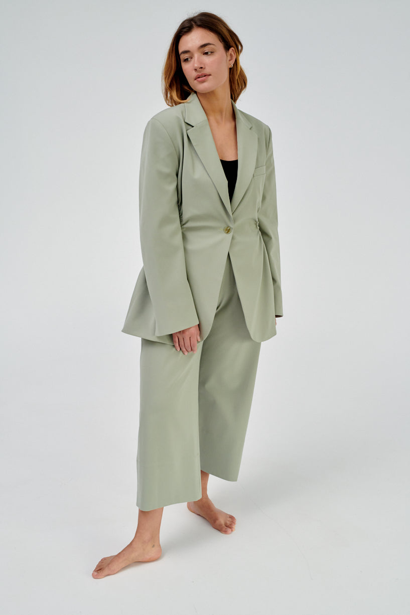 Nomia Gathered Culottes-Nomia green trousers-nomia cropped pants-Idun-St. Paul