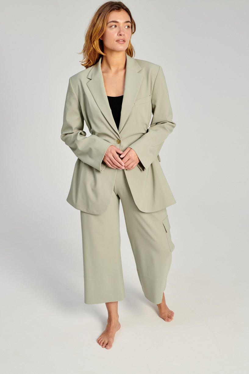 Nomia Gathered Cut Out Blazer-Nomia green blazer-Idun-St. Paul