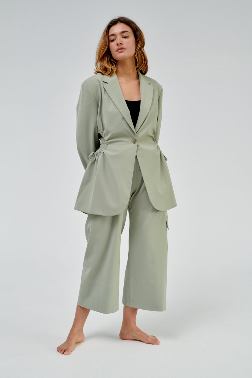 Nomia Gathered Culottes-Nomia green trousers-nomia cropped pants-Idun-St. Paul