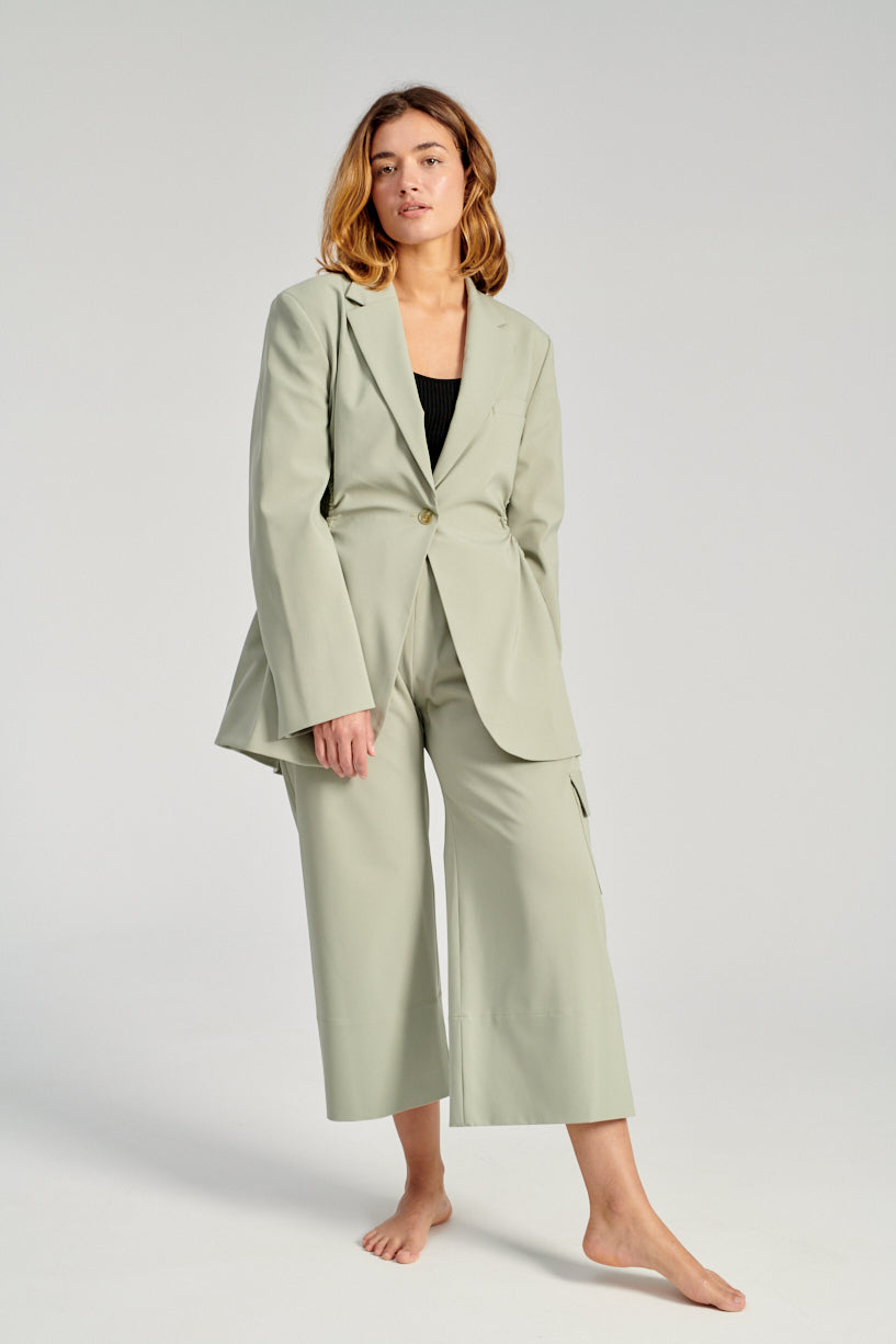 Nomia Gathered Cut Out Blazer-Nomia green blazer-Idun-St. Paul