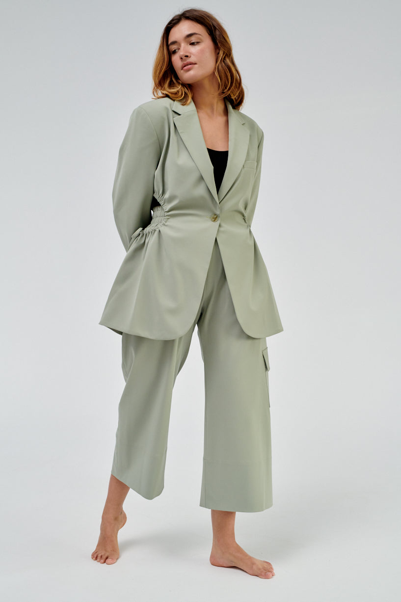 Nomia Gathered Culottes-Nomia green trousers-nomia cropped pants-Idun-St. Paul