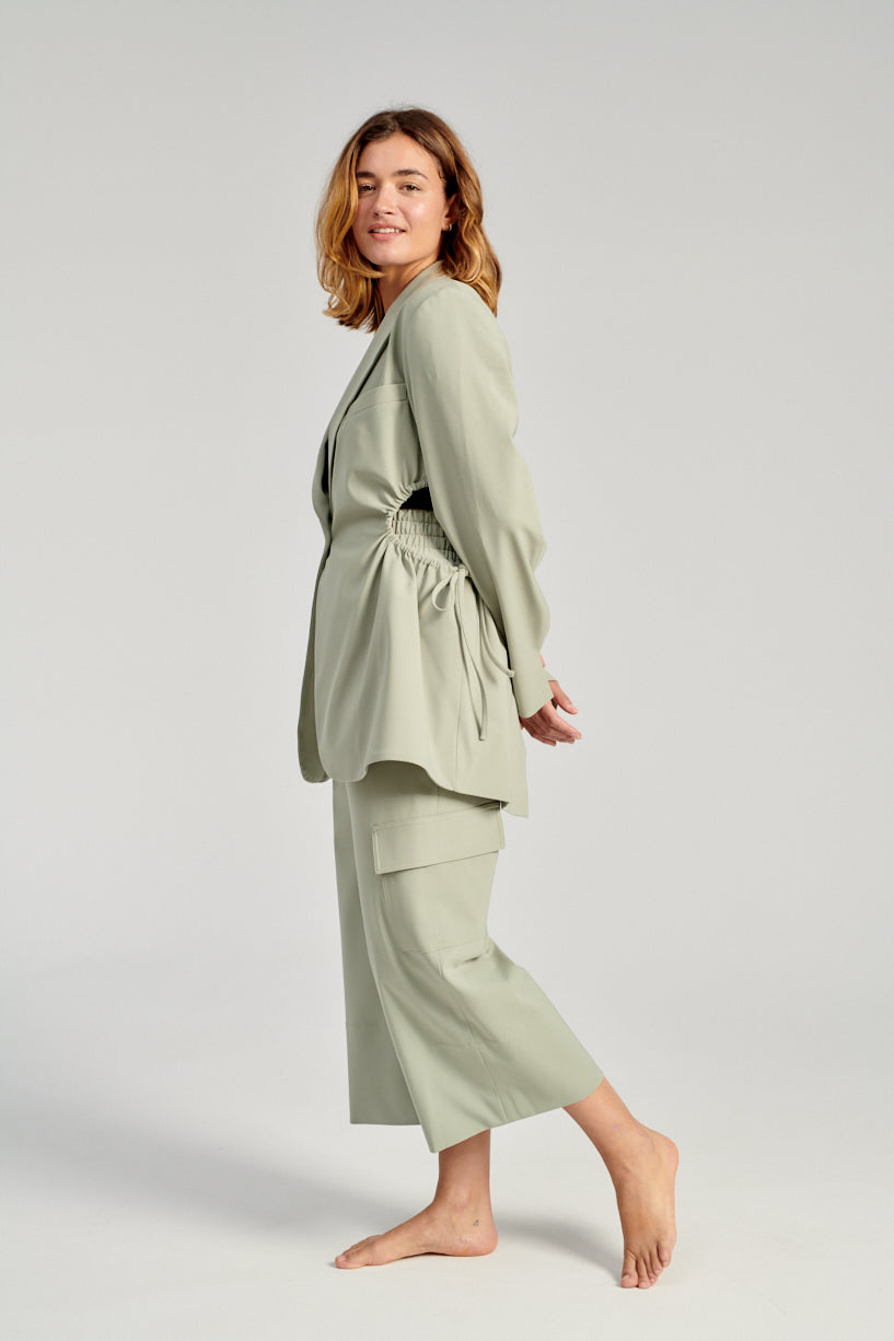 Nomia Gathered Culottes-Nomia green trousers-nomia cropped pants-Idun-St. Paul