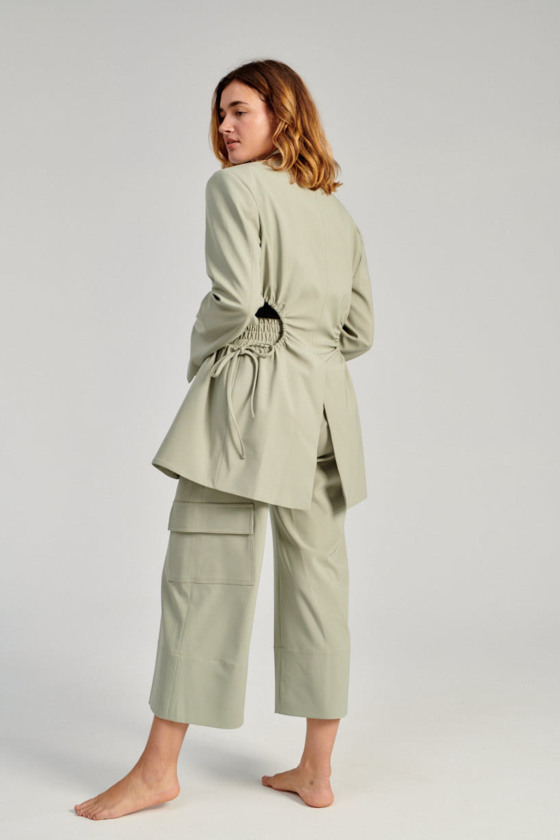Nomia Gathered Culottes-Nomia green trousers-nomia cropped pants-Idun-St. Paul