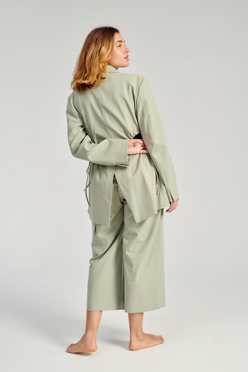 Nomia Gathered Culottes-Nomia green trousers-nomia cropped pants-Idun-St. Paul