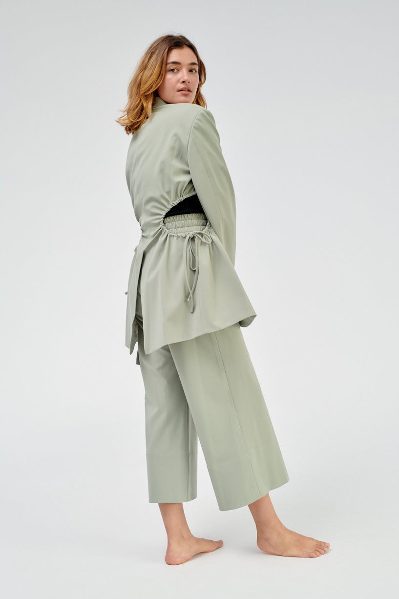 Nomia Gathered Cut Out Blazer-Nomia green blazer-Idun-St. Paul