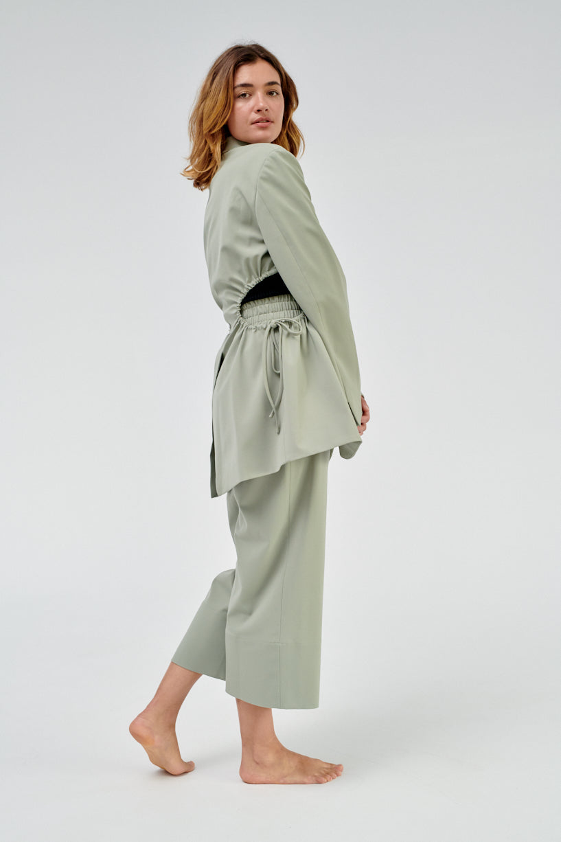 Nomia Gathered Culottes-Nomia green trousers-nomia cropped pants-Idun-St. Paul