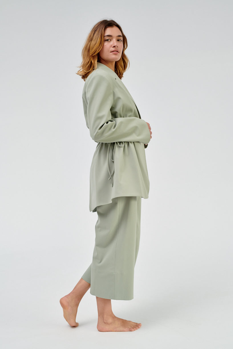 Nomia Gathered Culottes-Nomia green trousers-nomia cropped pants-Idun-St. Paul