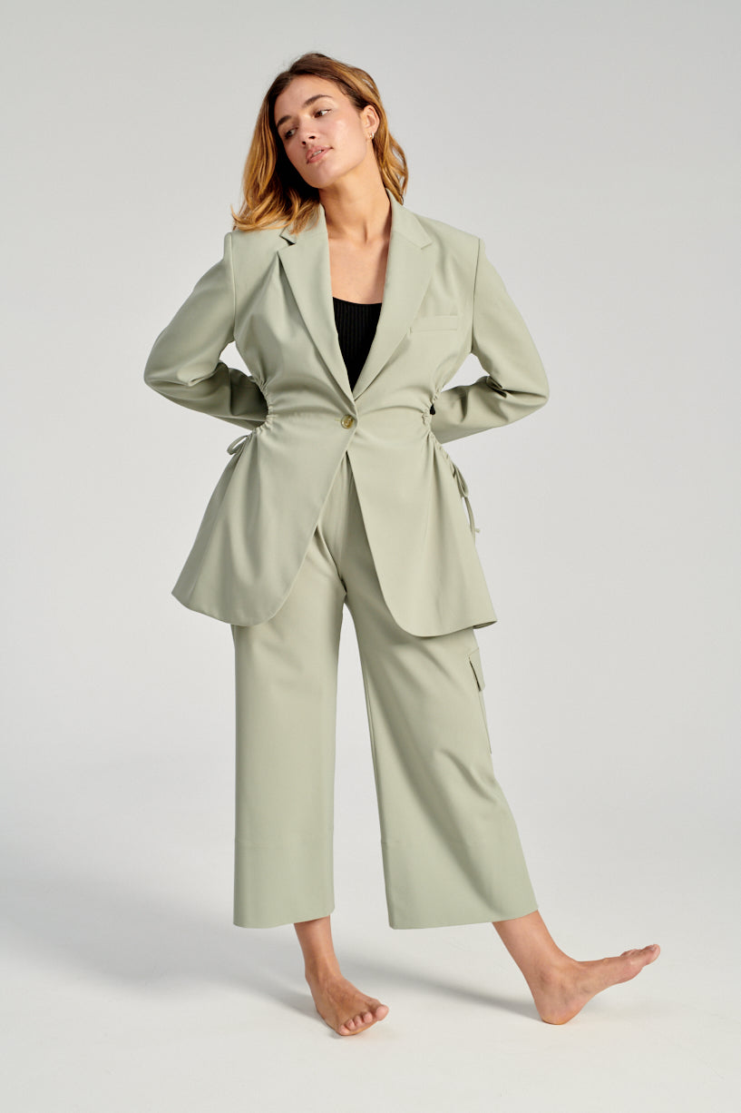 Nomia Gathered Culottes-Nomia green trousers-nomia cropped pants-Idun-St. Paul