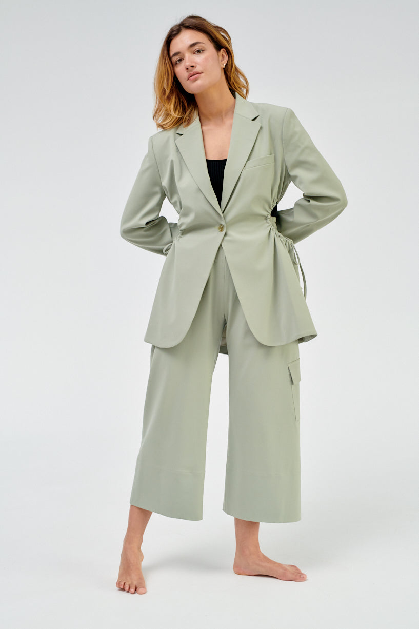 Nomia Gathered Culottes-Nomia green trousers-nomia cropped pants-Idun-St. Paul